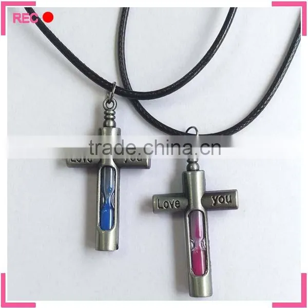 Meaningful Pendant Necklace With Cross Pendant, With Hourglass Custom Name Necklace photo-2