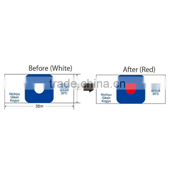 Low temperature indicator for cold chain, fresh food./From 15 to 30 deg.C/Irreversible
