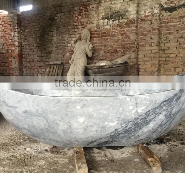 Hand Carved Natural Stone Bowl Bathtub For Bathroom photo-2