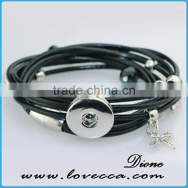 Wholesale 18mm Snap Charm Leather Snap Button Bracelet photo-6