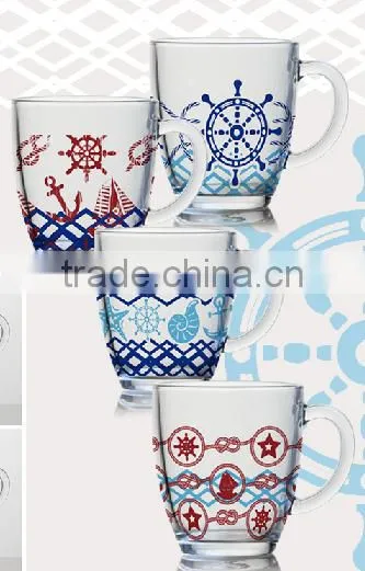 7oz 8oz 9oz 12oz Sea Ship Serise Color Pinting Water Glass Mug Dinking Glass Cup Set photo-2