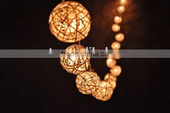 20 Bulbs Handmade Classic White Rattan Ball Fairy Lights photo-4
