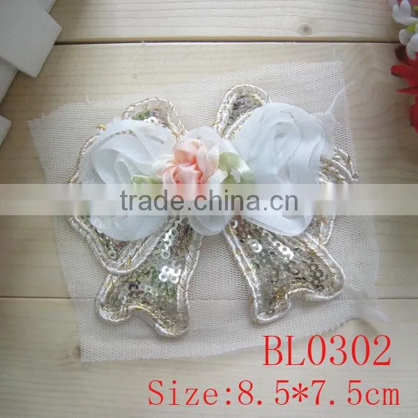 Cheap Wholesale Antique Mesh Fabric Lace Neckline Sequin Applique for Clothing Decoration photo-3