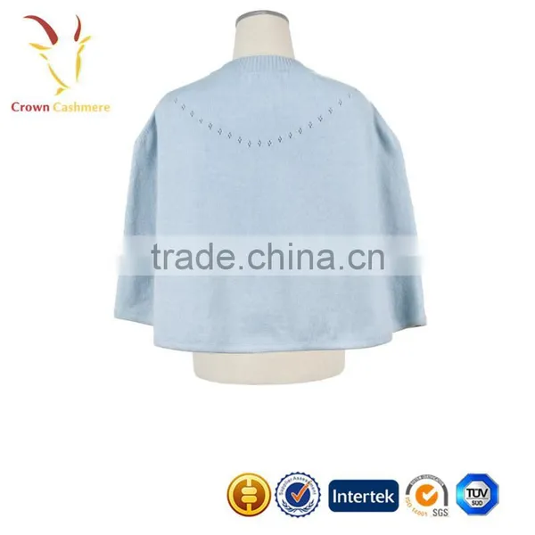 Pink Lovely Pure Cashmere Children Girls Knit Poncho Cashmere Poncho photo-3