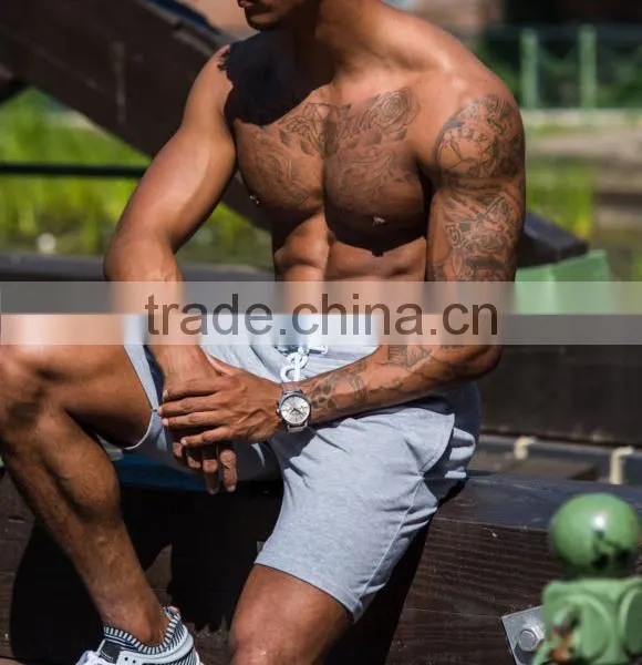 70% Cotton 30% Polyester Mens Gym Fitness Shorts Elasticated Waist With Drawstring photo-3