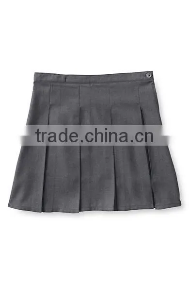 Fantastic Quality Girls Cotton Twill Khaki Bow Pocket Pleated School Uniform Skirt photo-6