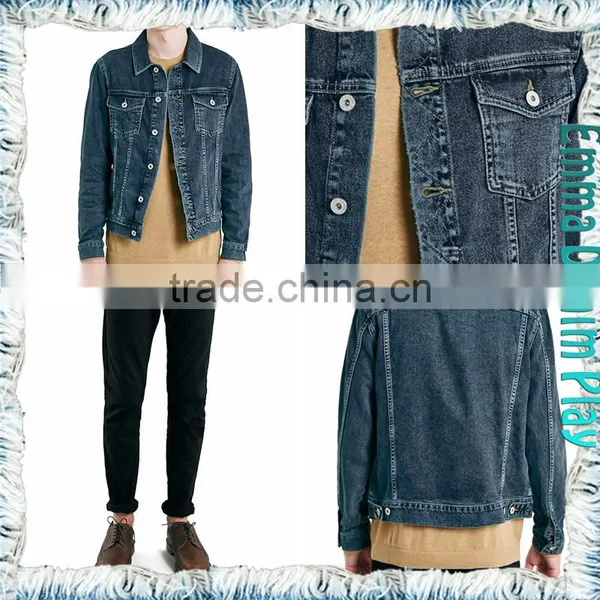 Euro Fashion Classic Casual Long Sleeve Dark Grey Men's Denim Jacket photo-5