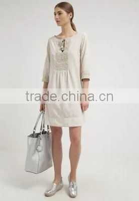 Basic Hand Lace Casual Cotton Dress Design for Pregnant Woman photo-3