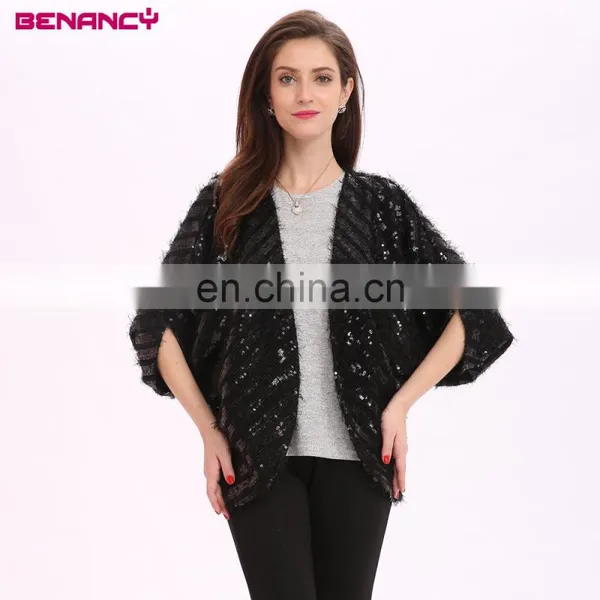 2017 Mesh Tops Plain Black Long Sleeve Open Bolero Cardigan photo-4