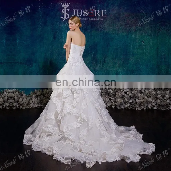 2015 Newest Design Sweetheart Neckline Tired Lace Appliqued Wedding Dresses Cascade Imported From China photo-3
