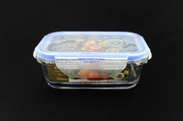 Borosilicate Rectangle Lunch Box Large Glass Mixing Bowls Glass Storage Bowl With Plastic Lid photo-2