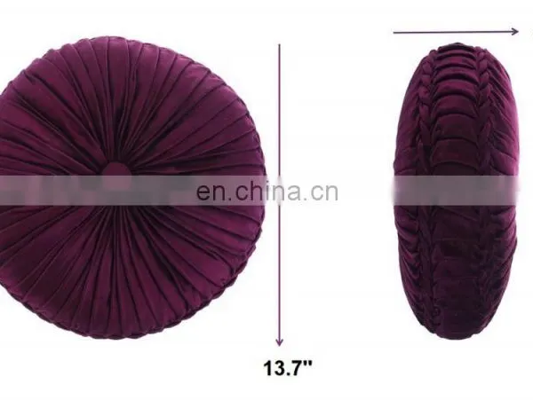 Pumpkin Shaped Circle Round Velvet Purple Wrinkle Cushion Floor Pillow Seat Cushions Chair Pads for Living Room Sofa Deco photo-4