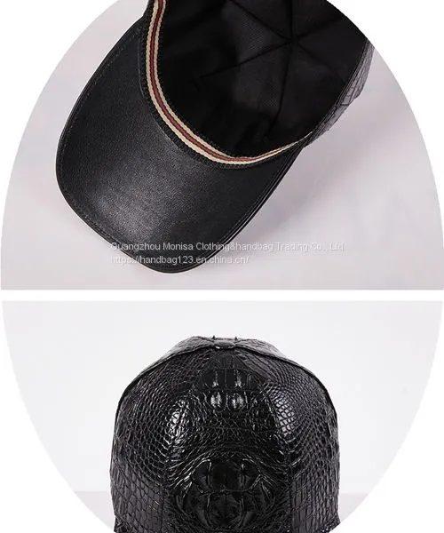 Leather Hats Men's Trendy Peaked Caps Autumn And Winter Crocodile Leather Outdoor Shade Fashion Baseball Caps Travel Sun Protection Caps photo-5