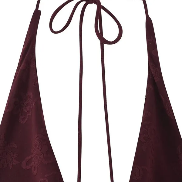 2025 Spring/Summer New European and American Style Women's Fashion Style Sexy Jacquard Hanging Neck Dress photo-2