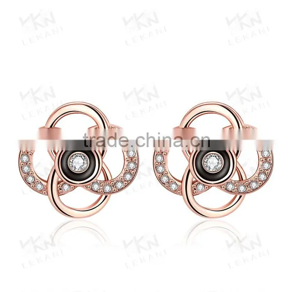 Rose Gold Plated Crystal Stone Jewelry Stud Earring photo-3