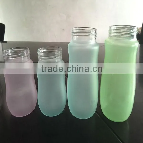 2015 China Factory Wholesale New Color Change Baby Bottle Silicone Coating Glass Baby Bottle photo-2