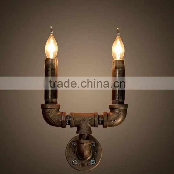 Iron Wall Lamp Vintage Candle Double Light for Home Lighting