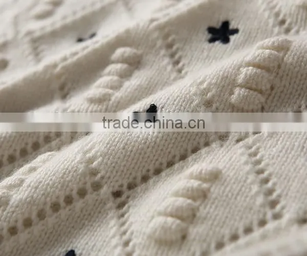 Cashmere Sweater Crew Neck Long Sleeve Pullover With Pointelle and Embroidery Details photo-6
