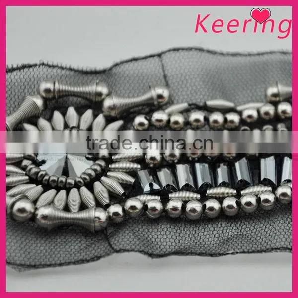 Hot Sale Handmade Fashion Pearl Beaded Applique Patches for Clothes WPH-1831 photo-2