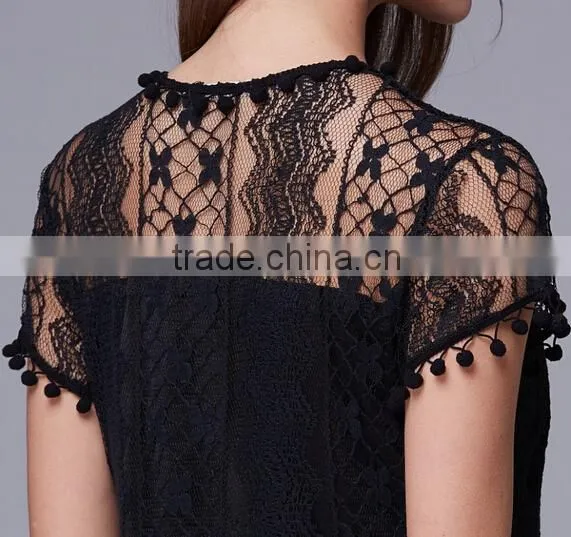 Latest Design Lady's Tassel Sexy Lace Evening Dress/ photo-5