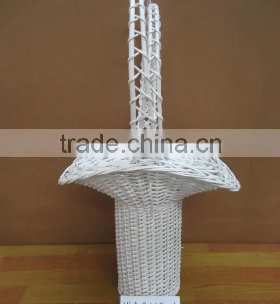 Beautiful Desigh a Set of 2 Pcs White Wicker Flower Baskets