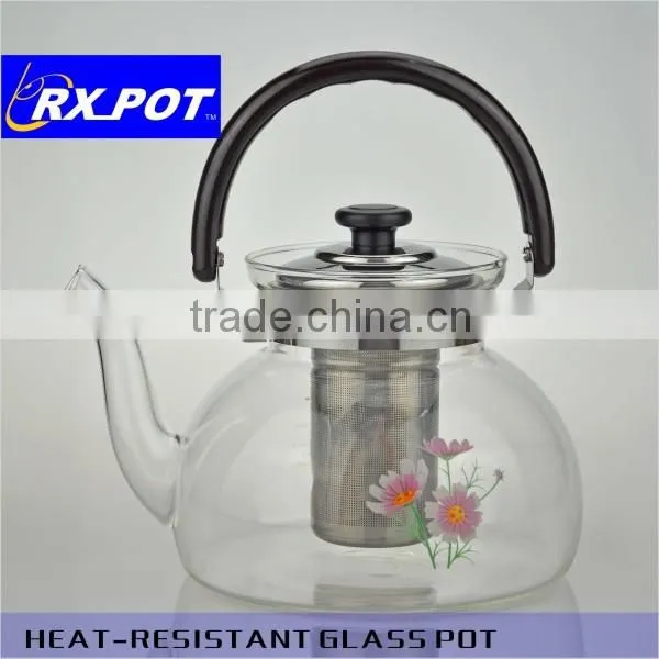 2016 New Design Gifted High Quality Borosilicate Pyrex Glass Tea Pot With Stainless Steel Infuser 1500H photo-6