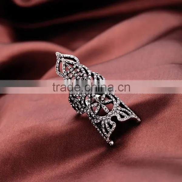 2015 China Wholesale Ashine Brand Europe&America Fashion Simple Hollow Statement Gunblack Silver Ring photo-4