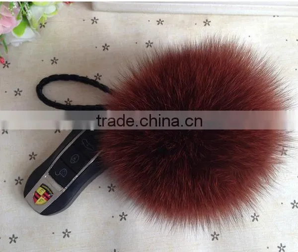 White Colour Real Fox Fur Pom Pom Key Chain photo-3