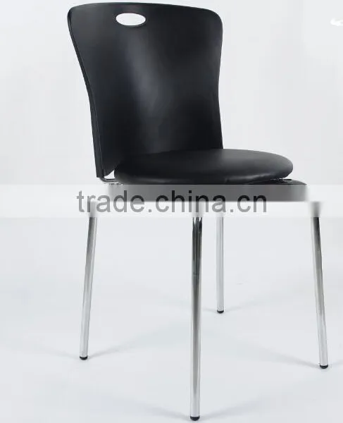Super Cheap Wholesale Black Restraunt Stacking Dining Tube Plastic Chair With Cushion PM124 photo-2