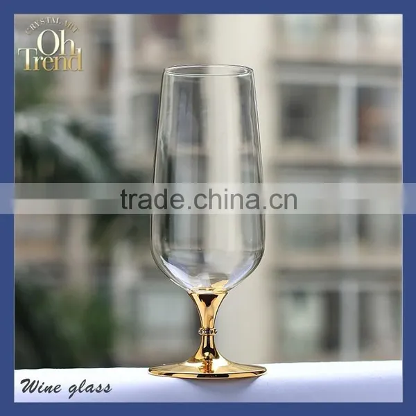 SH-Glassware Manufacturer Top Drawer Handmade Lead Free Clear Crystal Beer Glass Mug Gold Rim Drinking Gold Wine Glass