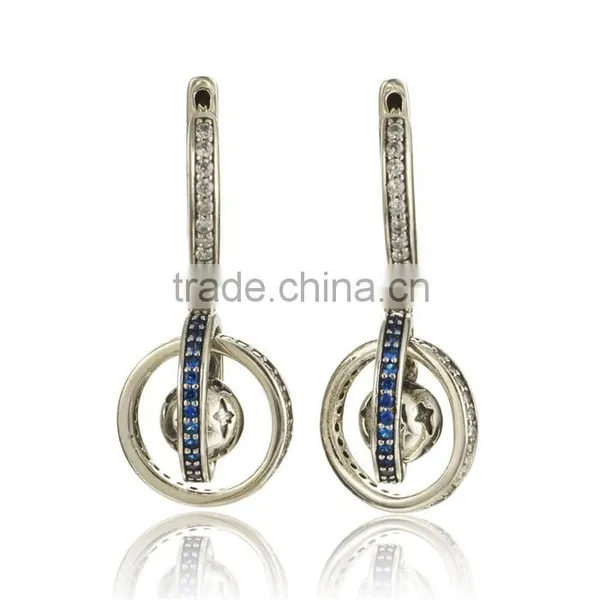 New Design Silver Jewelry Round Shaped Spinel World Globe Fashion Earrings photo-5