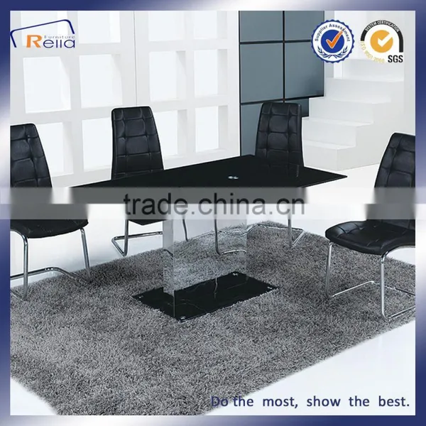 Modern Design Home Furniture Dining Table Glass Top Metal Legs photo-3
