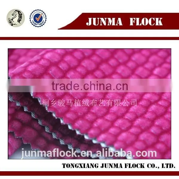 Junma Roseo Suqare Pattern China Spray Panit Flocking Fabric for Sofa photo-2