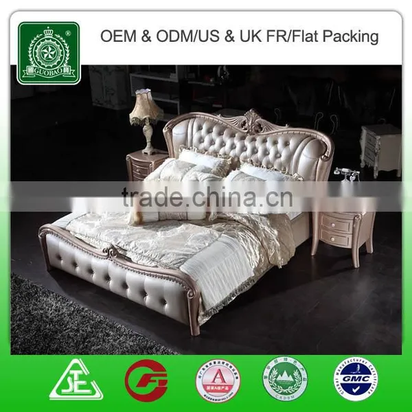 G8801 Bed Furniture Manufactory Supply Good Quality Solid Wooden Frame Leather Bed photo-2