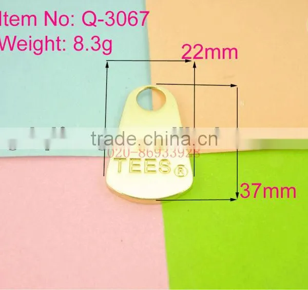 2013 new products metal plates fro bags stock market zip slider q-3067