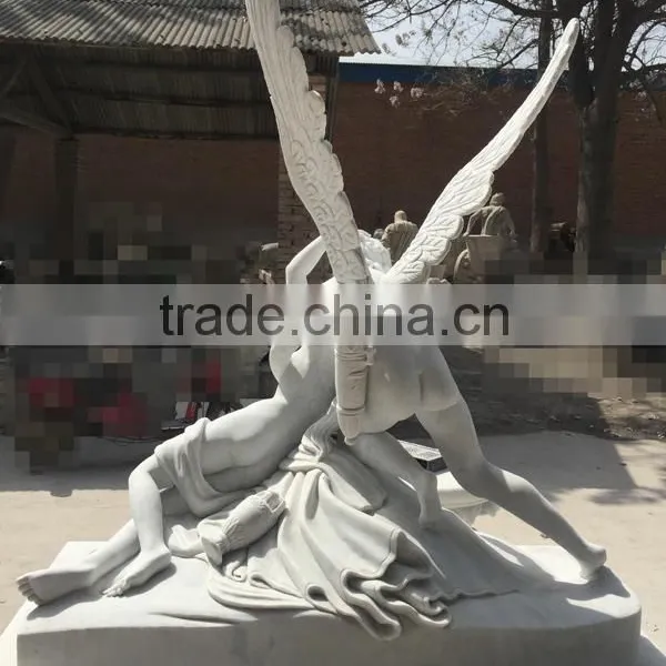 White Marble Carved Cupid and Psyche Statue photo-3