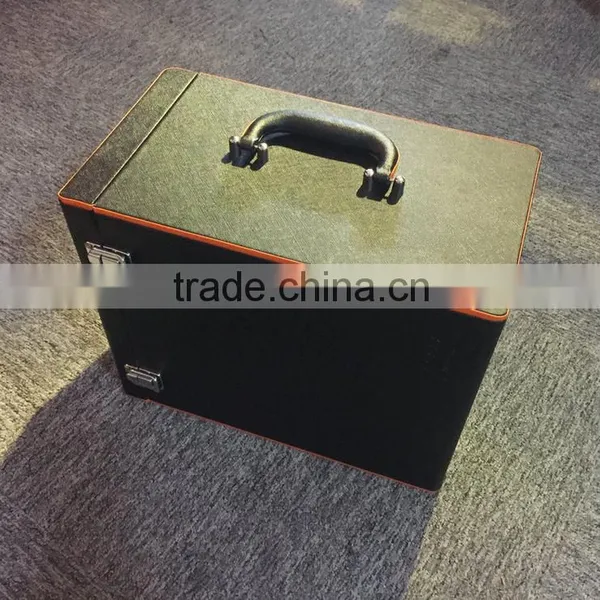 Factory Wholesale Custom High-grade Black PU Leather Box 6 Bottles of Red Wine Champagne photo-5