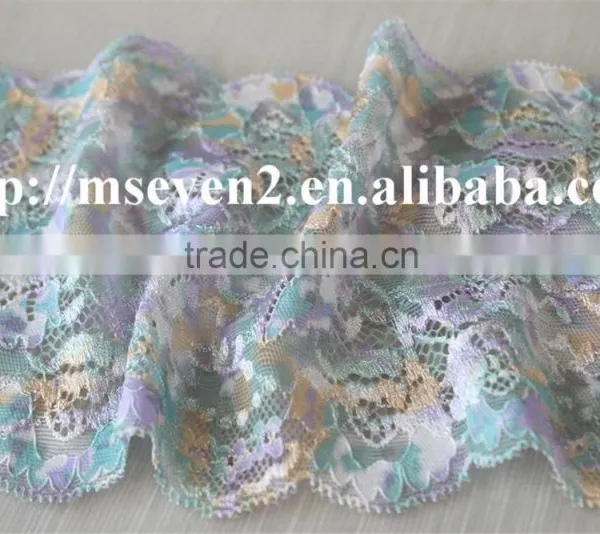 Beautiful Colorful African Lace Trimming Elastic Tulle Fabric 100% Nylon Lace photo-4