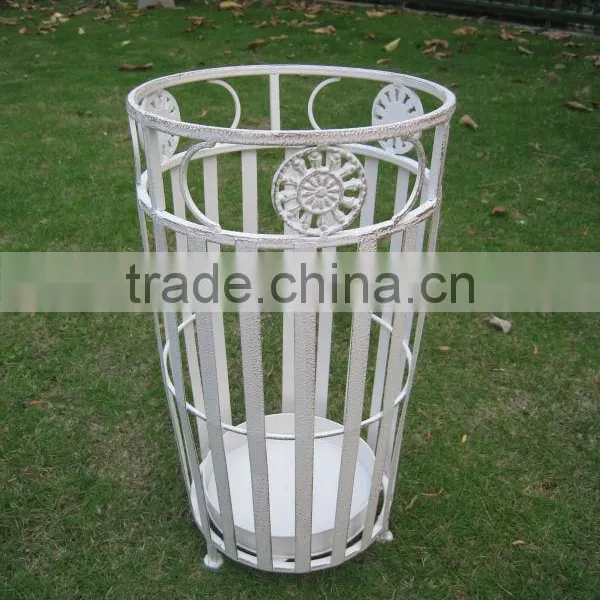 Shabby Chic Metal Umbrella Stand Holder Elegant Antique White photo-2