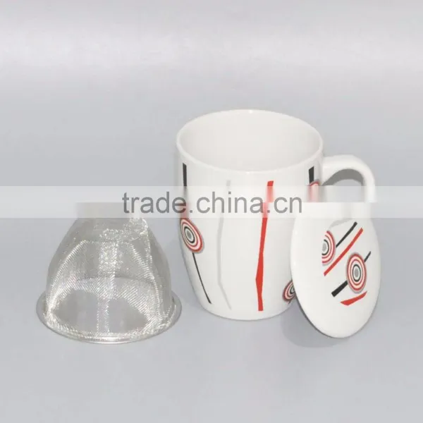 Porcelain Printed Tea and Coffee Mug With Lid and Filter photo-4