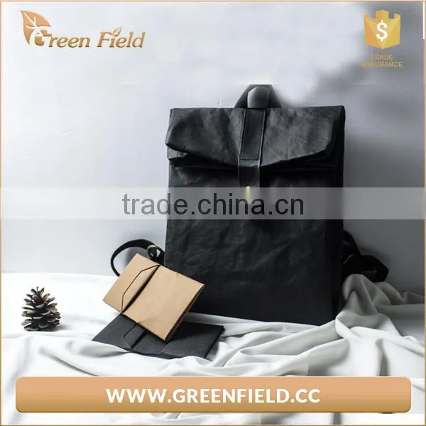 Black Kraft Paper School Bag Backpack, Washable Paper Bag for Men photo-5
