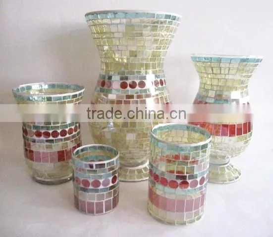 Different Shape Mosaic Candle Holders Votive Antique for Home Decoration photo-4