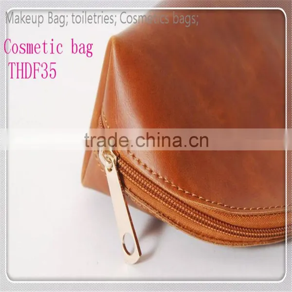 Brown Cosmetic Bag Custom Cosmetic Bag Make up Bag Brass Zipper Four Size Available photo-4