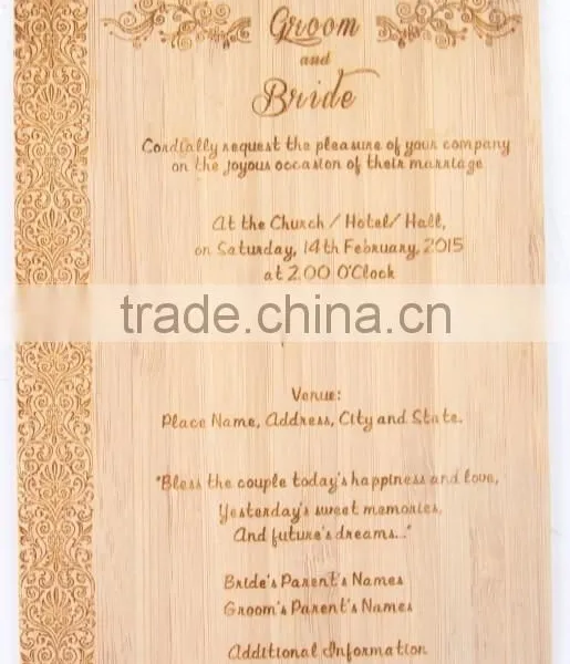 2015 Fancy Wedding Invitation Card Laser Cut Bamboo photo-2