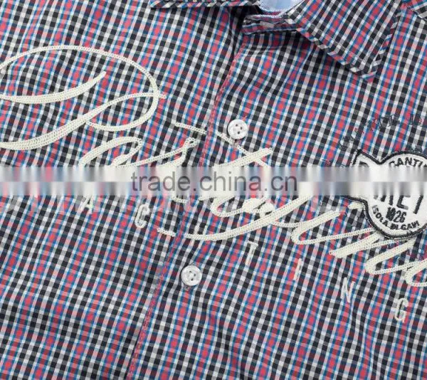 Fashion Short Sleeve Casual Design High Quality 100%Cotton Check Men Shirt photo-4