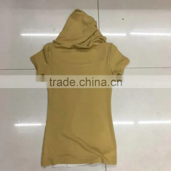 Factory Closeout Women Fashion Yellow Cute T-shirt With Hoodies photo-6