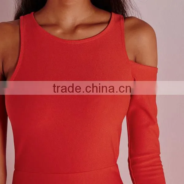 2016 Evening Party Long Red Plain Frog Cocktail Dress photo-6