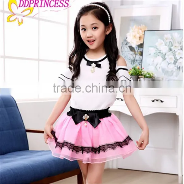 Fashion Lace Big Bow Ball Gown Girls Two-piece Dress Princess Dress for Children photo-6