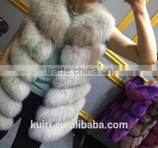 100% Real Genuine Fox Fur Long Vest Gilet Waistcoat Jacket Ladies Luxury Warm photo-5