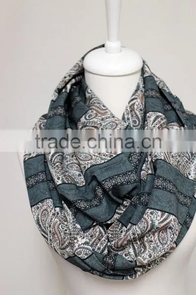 Floral Tribal Pattern Infinity Scarf, Circle Scarf, Scarves, Spring - Fall - Winter - Summer Fashion photo-4